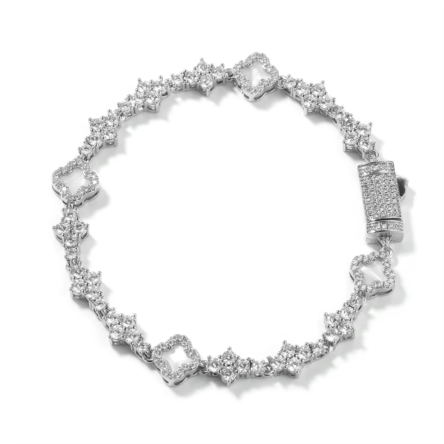 White Mini Clover Tennis Bracelet