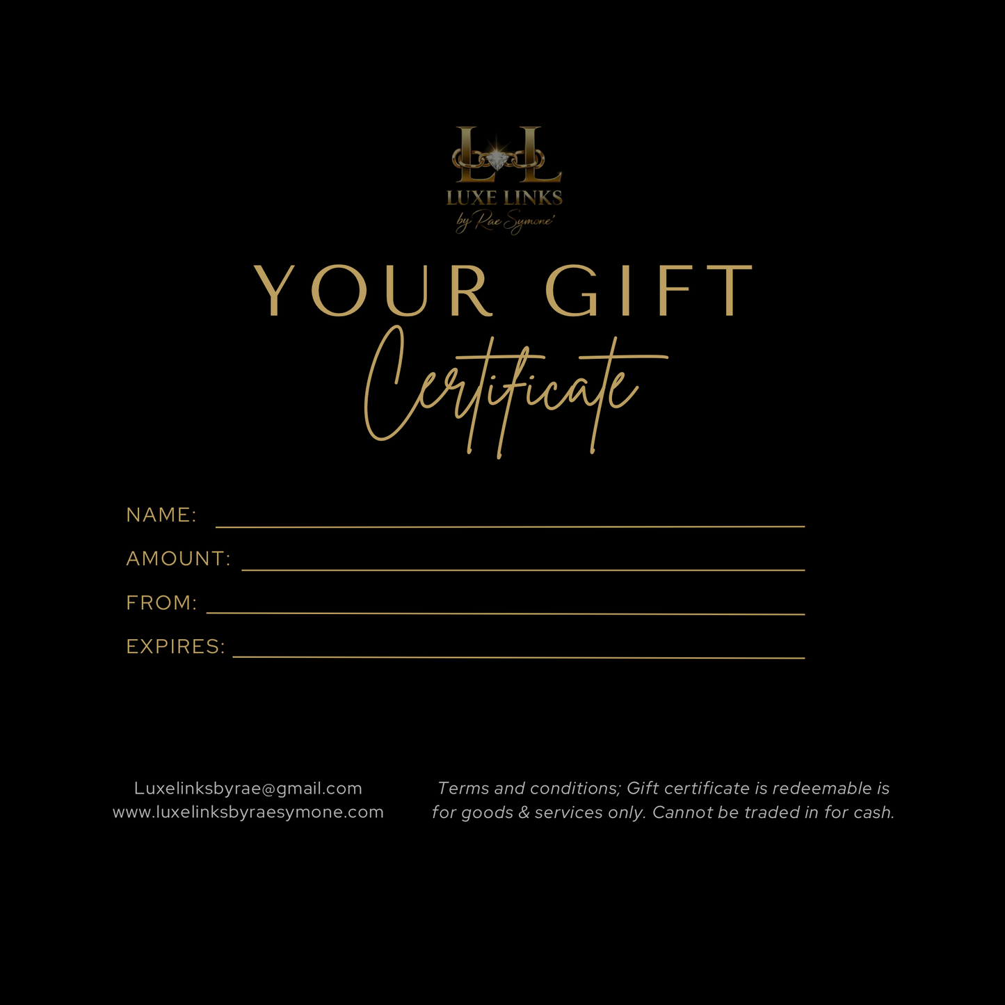Luxe Links Digital Gift Certificate