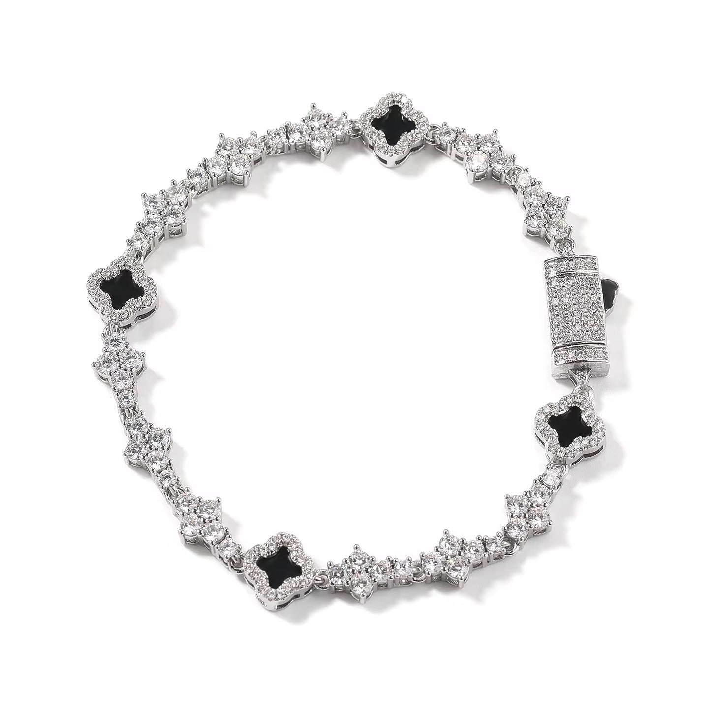 Black Mini Clover Tennis Bracelet