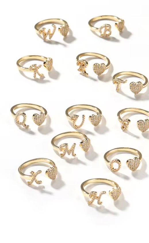 Initial Heart Ring
