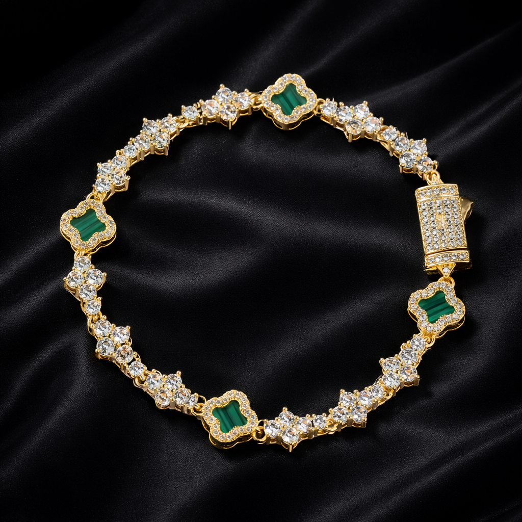 Green Pattern Mini Clover Tennis Bracelet