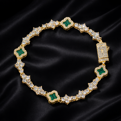 Green Pattern Mini Clover Tennis Bracelet
