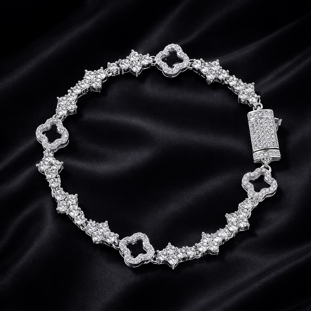 Black Mini Clover Tennis Bracelet