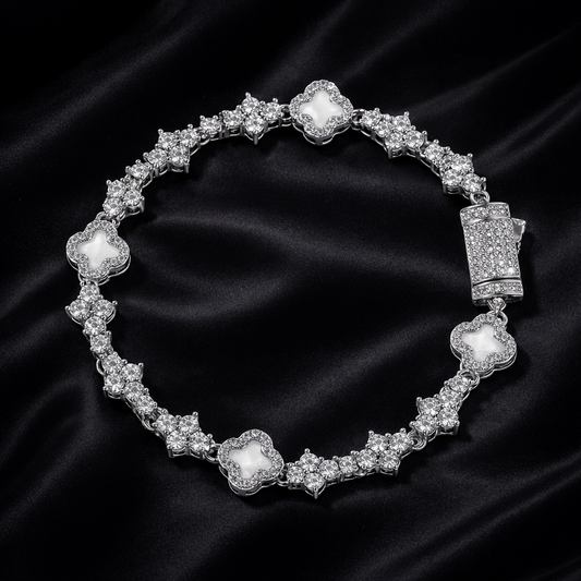 White Mini Clover Tennis Bracelet