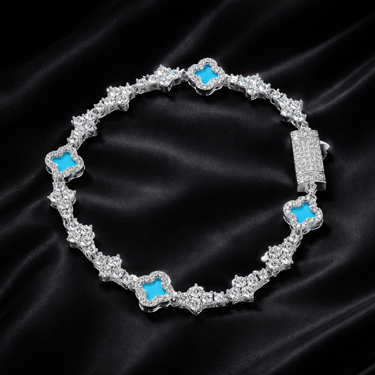 Blue Mini Clover Tennis Bracelet