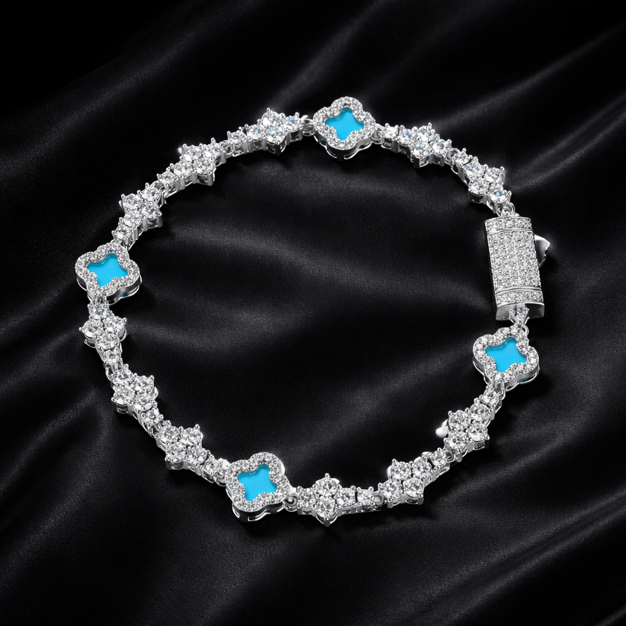 Blue Mini Clover Tennis Bracelet