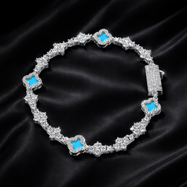 Blue Mini Clover Tennis Bracelet