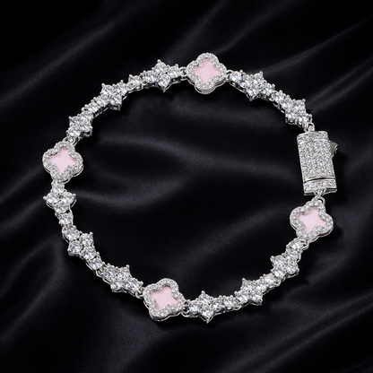 Pink Mini Clover Tennis Bracelet