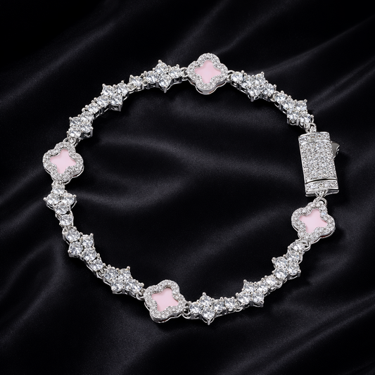 Pink Mini Clover Tennis Bracelet