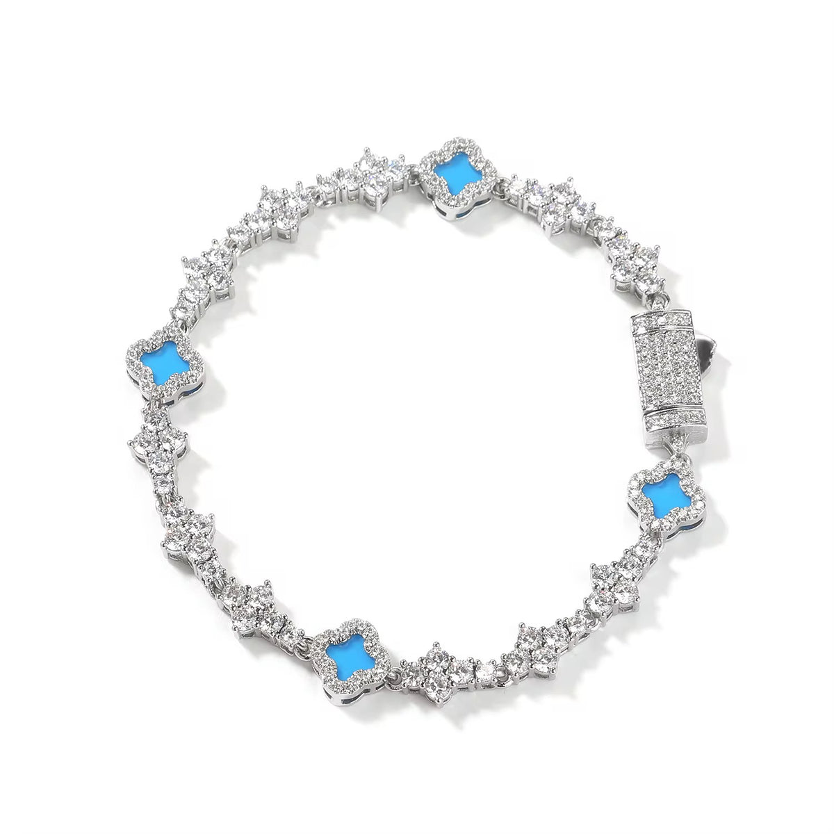 Blue Mini Clover Tennis Bracelet