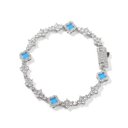Blue Mini Clover Tennis Bracelet
