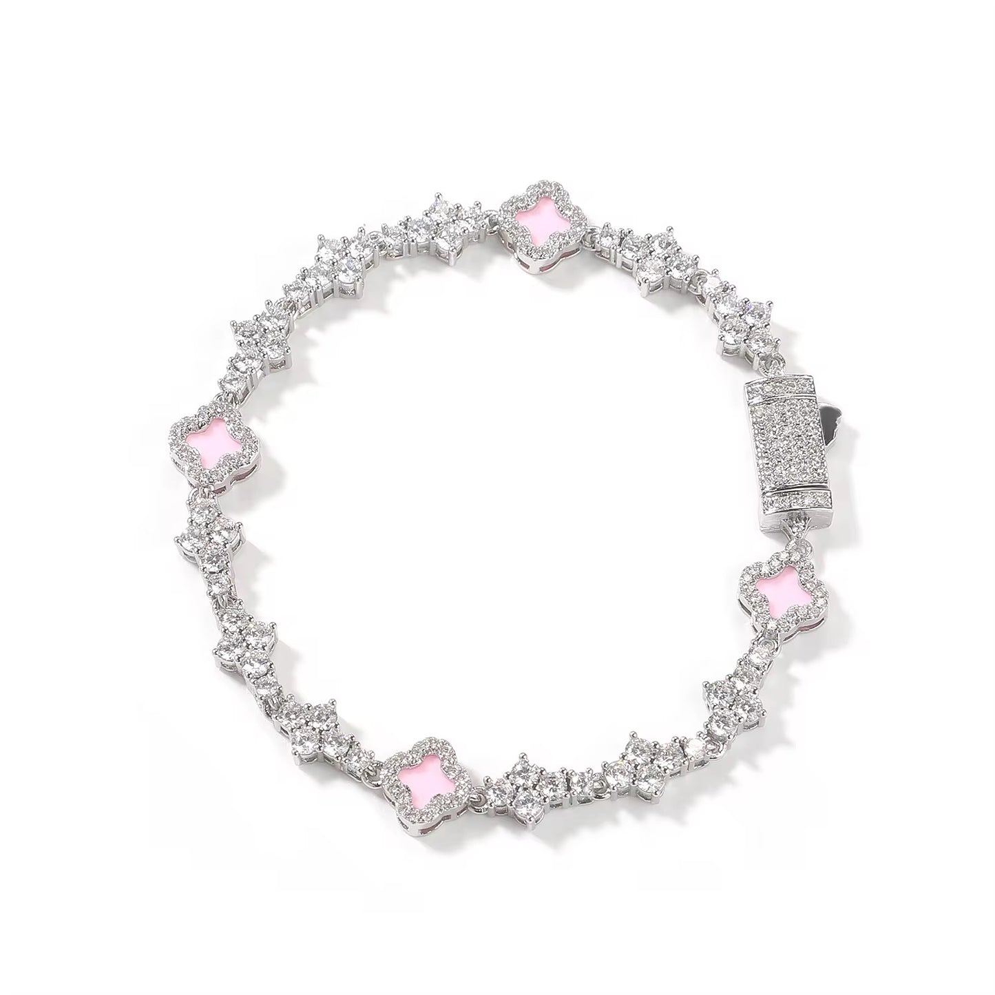 Pink Mini Clover Tennis Bracelet