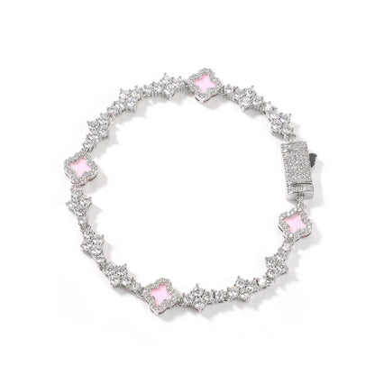 Pink Mini Clover Tennis Bracelet