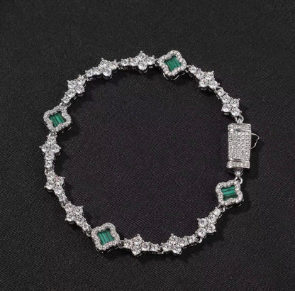 Green Pattern Mini Clover Tennis Bracelet