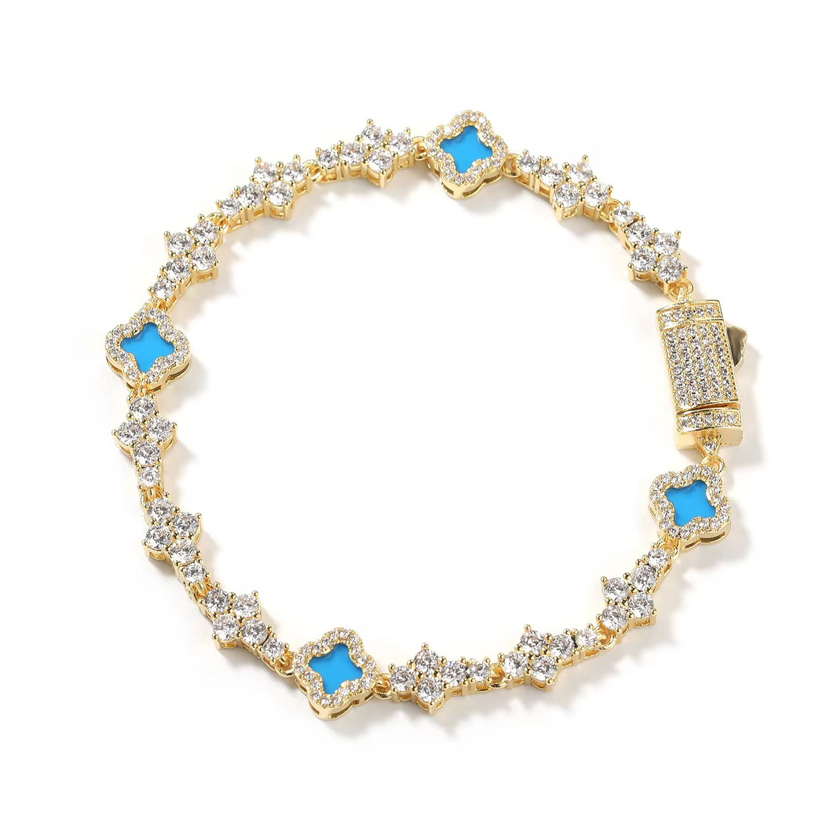Blue Mini Clover Tennis Bracelet