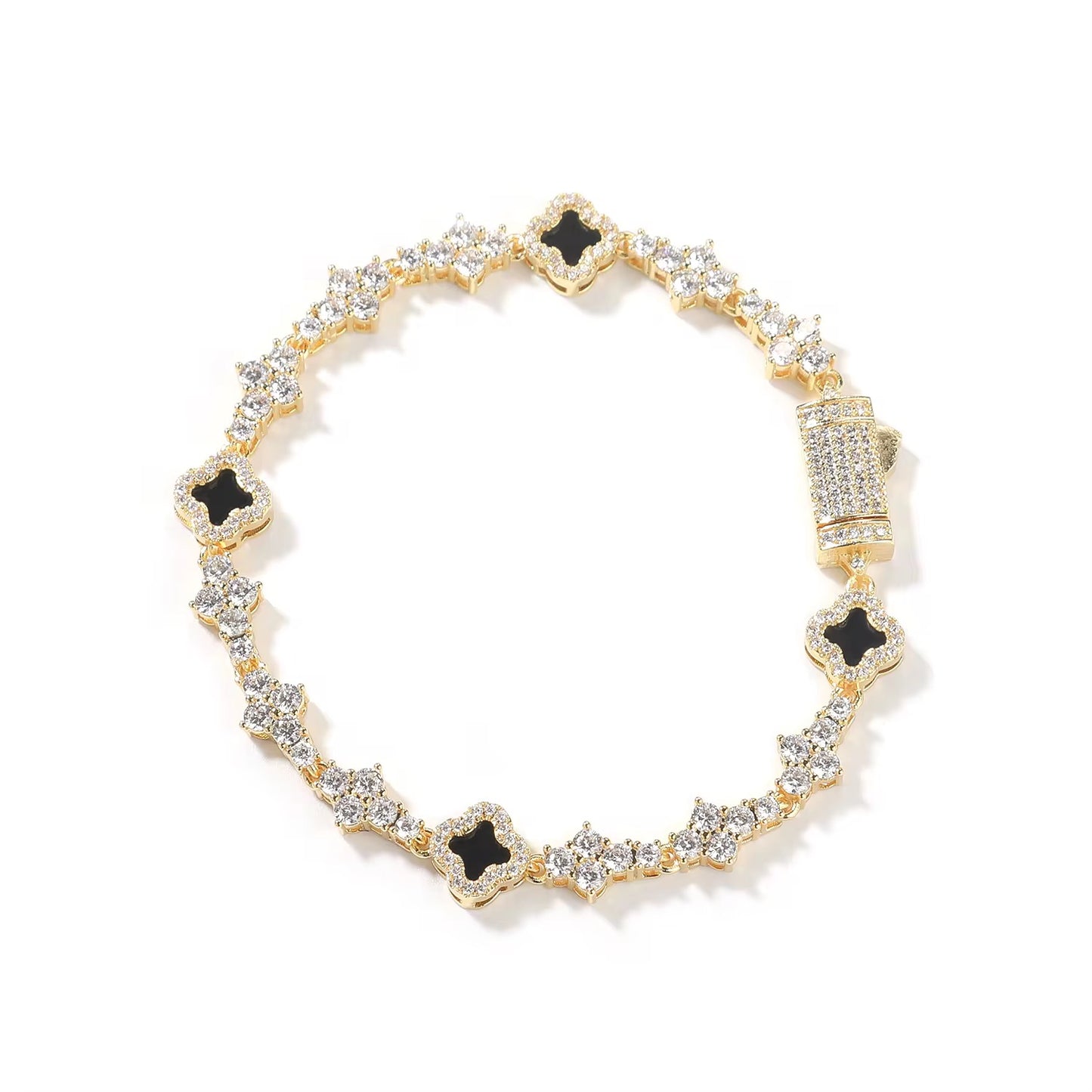 Black Mini Clover Tennis Bracelet